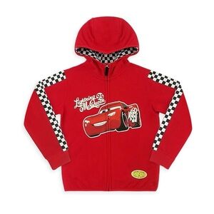 Disney Pixar Cars Red Lightning McQueen Checkered Flag Accents Zip Up Hoodie 4